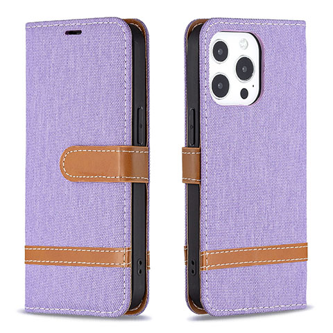 Funda de pano Cartera con Soporte para Apple iPhone 13 Pro Morado