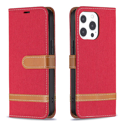 Funda de pano Cartera con Soporte para Apple iPhone 13 Pro Rojo