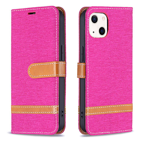 Funda de pano Cartera con Soporte para Apple iPhone 13 Rosa Roja