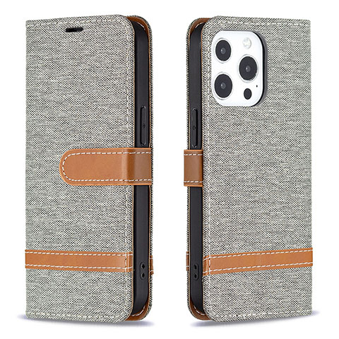 Funda de pano Cartera con Soporte para Apple iPhone 14 Pro Max Gris