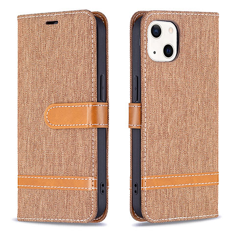 Funda de pano Cartera con Soporte para Apple iPhone 15 Marron