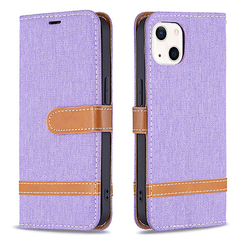 Funda de pano Cartera con Soporte para Apple iPhone 15 Plus Morado