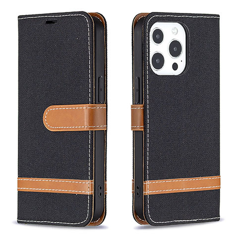 Funda de pano Cartera con Soporte para Apple iPhone 15 Pro Max Negro