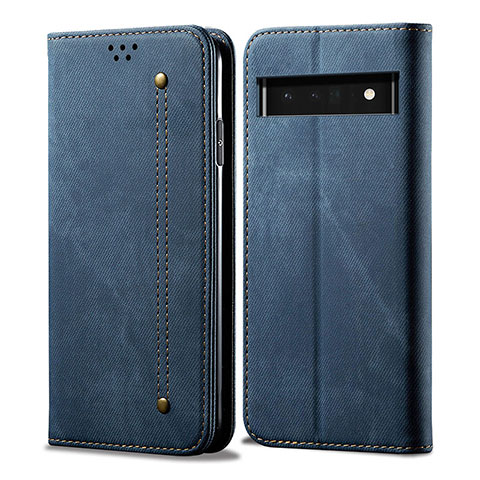 Funda de pano Cartera con Soporte para Google Pixel 6 5G Azul