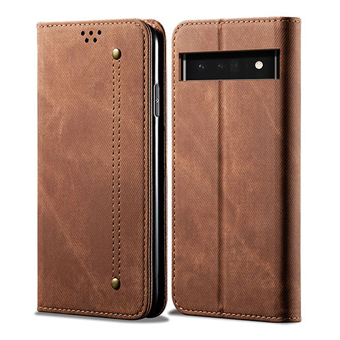 Funda de pano Cartera con Soporte para Google Pixel 6 5G Marron