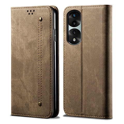 Funda de pano Cartera con Soporte para Huawei Honor 70 Pro+ Plus 5G Caqui