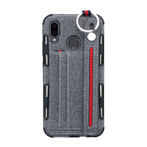 Funda de pano Cartera con Soporte para Huawei Nova 3e Gris