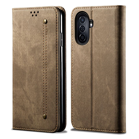 Funda de pano Cartera con Soporte para Huawei Nova Y70 Caqui