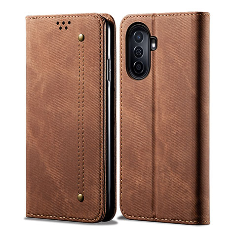 Funda de pano Cartera con Soporte para Huawei Nova Y70 Marron