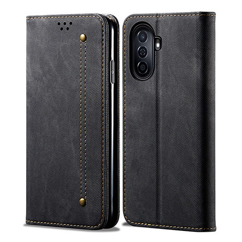 Funda de pano Cartera con Soporte para Huawei Nova Y71 Negro