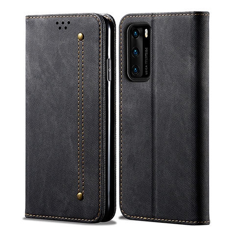 Funda de pano Cartera con Soporte para Huawei P40 Negro