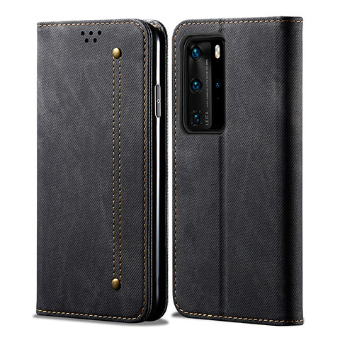 Funda de pano Cartera con Soporte para Huawei P40 Pro Negro