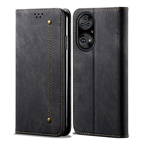 Funda de pano Cartera con Soporte para Huawei P50 Pro Negro