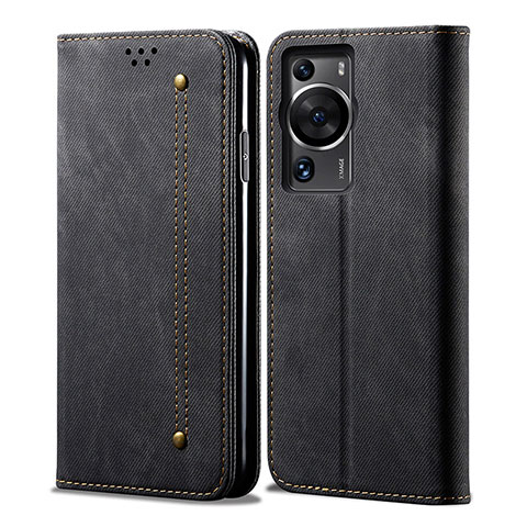 Funda de pano Cartera con Soporte para Huawei P60 Negro