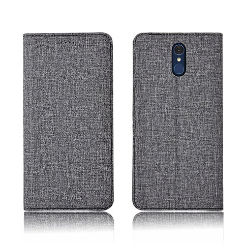 Funda de pano Cartera con Soporte para LG Q7 Gris