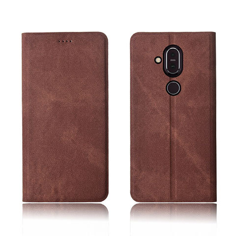 Funda de pano Cartera con Soporte para Nokia X7 Marron