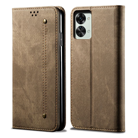 Funda de pano Cartera con Soporte para OnePlus Nord 2T 5G Caqui