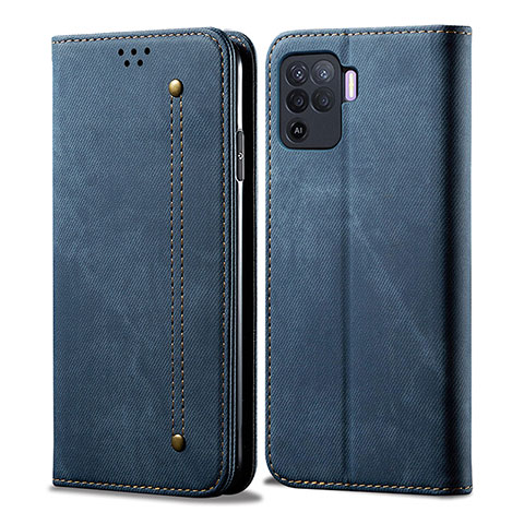 Funda de pano Cartera con Soporte para Oppo F19 Pro Azul