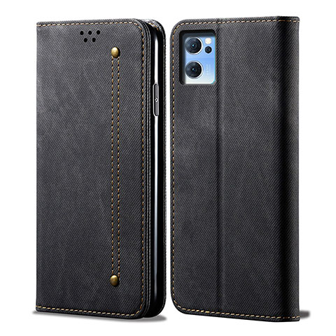 Funda de pano Cartera con Soporte para Oppo Find X5 Lite 5G Negro