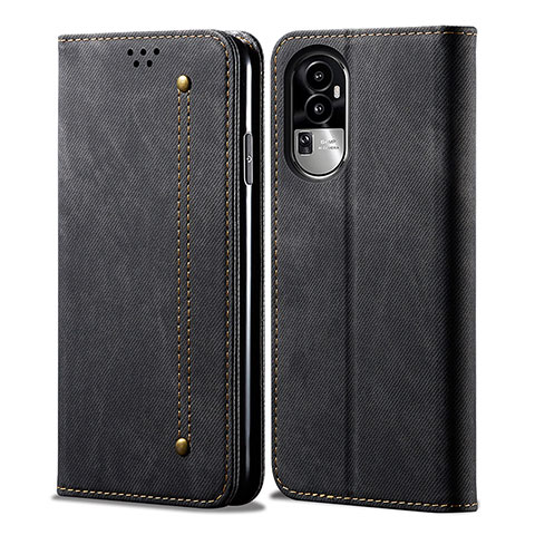 Funda de pano Cartera con Soporte para Oppo Reno10 Pro+ Plus 5G Negro