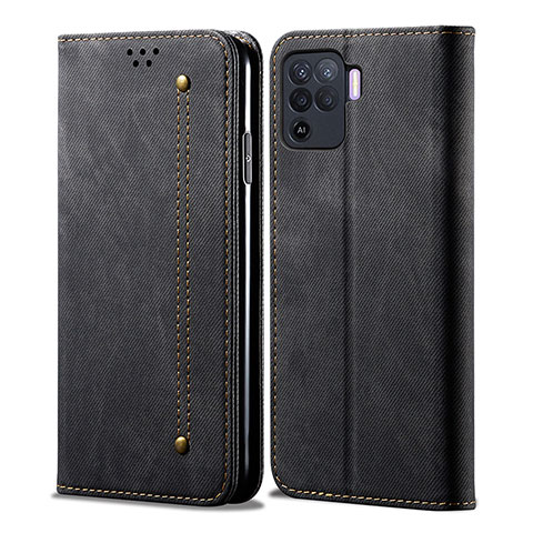 Funda de pano Cartera con Soporte para Oppo Reno5 F Negro