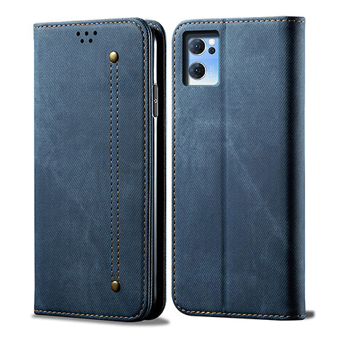 Funda de pano Cartera con Soporte para Oppo Reno7 5G Azul