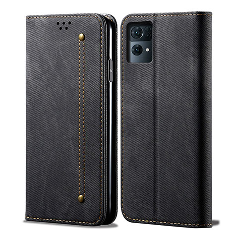 Funda de pano Cartera con Soporte para Oppo Reno7 Pro 5G Negro