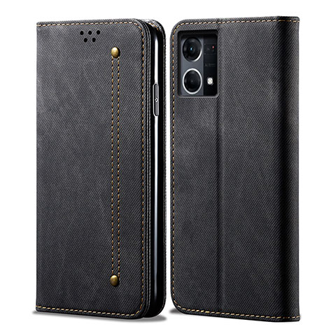 Funda de pano Cartera con Soporte para Oppo Reno8 4G Negro