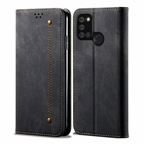 Funda de pano Cartera con Soporte para Realme C17 Negro