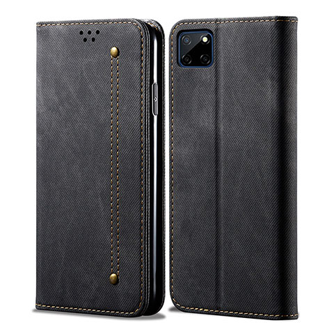 Funda de pano Cartera con Soporte para Realme C21Y Negro