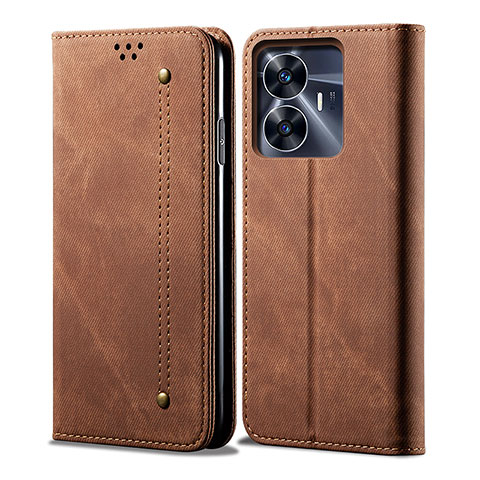 Funda de pano Cartera con Soporte para Realme C55 Marron