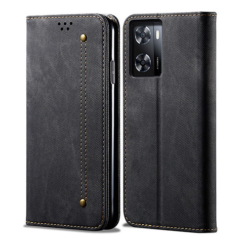 Funda de pano Cartera con Soporte para Realme Narzo 50 5G Negro