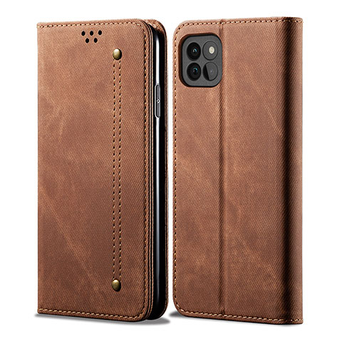 Funda de pano Cartera con Soporte para Samsung Galaxy F42 5G Marron