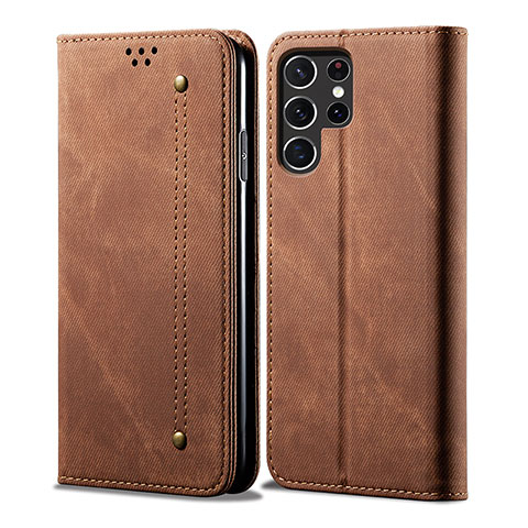 Funda de pano Cartera con Soporte para Samsung Galaxy S22 Ultra 5G Marron