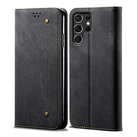 Funda de pano Cartera con Soporte para Samsung Galaxy S22 Ultra 5G Negro