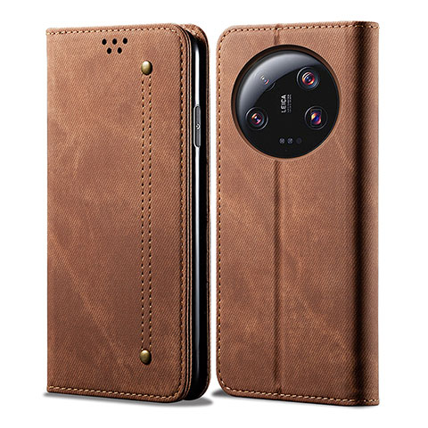 Funda de pano Cartera con Soporte para Xiaomi Mi 13 Ultra 5G Marron