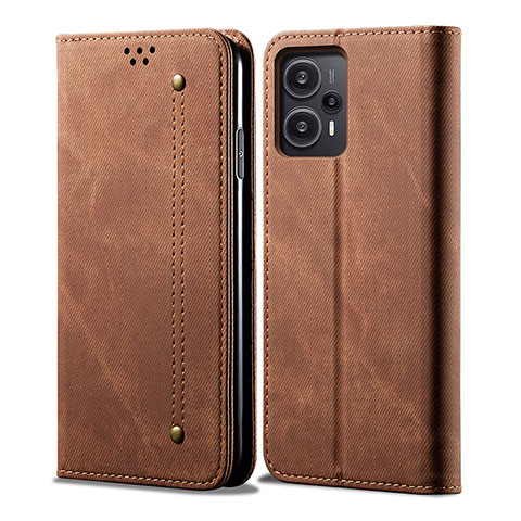 Funda de pano Cartera con Soporte para Xiaomi Poco F5 5G Marron