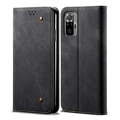 Funda de pano Cartera con Soporte para Xiaomi Redmi Note 10S 4G Negro