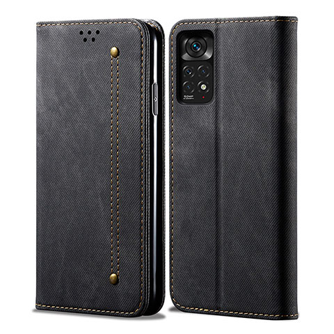 Funda de pano Cartera con Soporte para Xiaomi Redmi Note 11 4G (2022) Negro