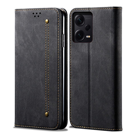 Funda de pano Cartera con Soporte para Xiaomi Redmi Note 12 Explorer Negro