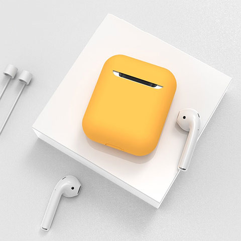 Funda de Silicona con Mosqueton Enchufe para AirPods Carcasa de Carga C01 Amarillo