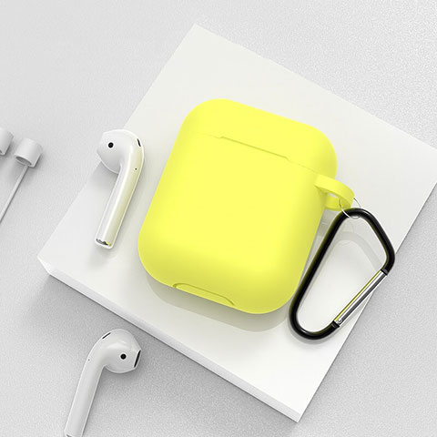 Funda de Silicona con Mosqueton Enchufe para AirPods Carcasa de Carga C02 Amarillo