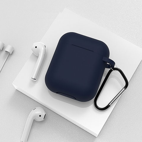 Funda de Silicona con Mosqueton Enchufe para AirPods Carcasa de Carga C02 Azul