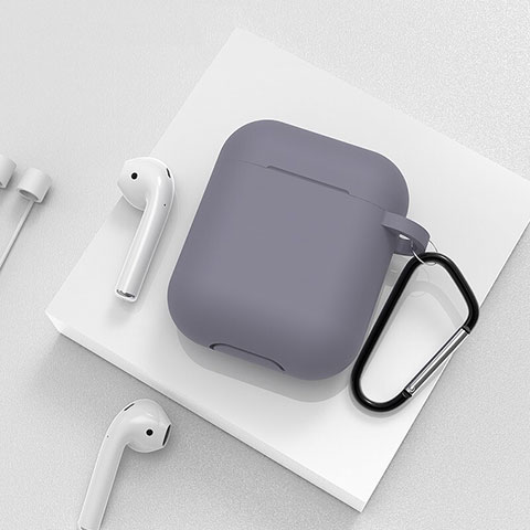 Funda de Silicona con Mosqueton Enchufe para AirPods Carcasa de Carga C02 Gris