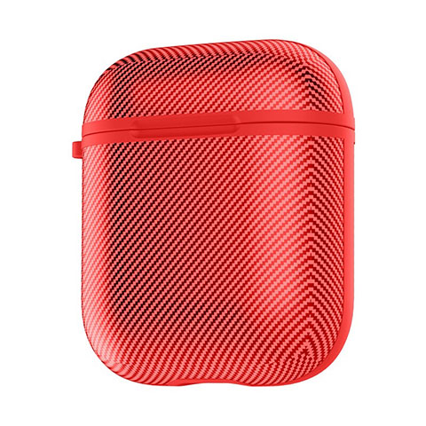 Funda de Silicona con Mosqueton Enchufe para AirPods Carcasa de Carga C09 Rojo