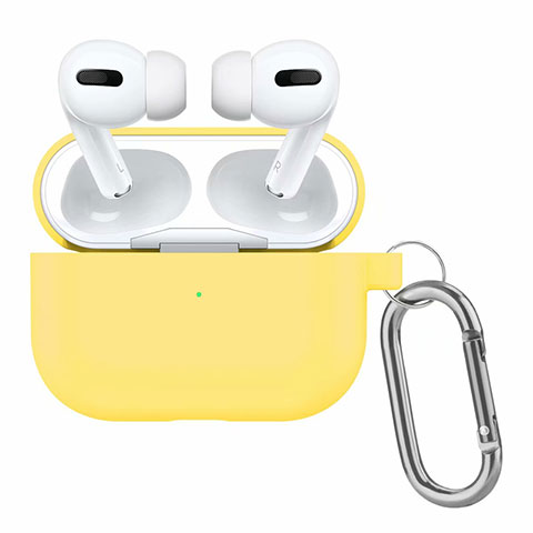 Funda de Silicona con Mosqueton Enchufe para AirPods Pro Carcasa de Carga Amarillo