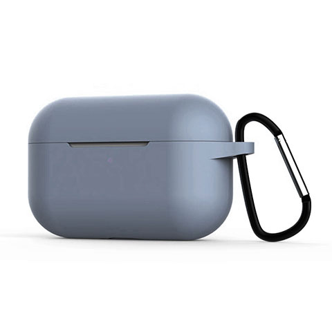 Funda de Silicona con Mosqueton Enchufe para AirPods Pro Carcasa de Carga C02 Gris Lavanda