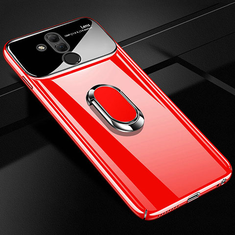 Funda Dura Plastico Rigida Carcasa Espejo 360 Grados con Magnetico Anillo de dedo Soporte para Huawei Mate 20 Lite Rojo