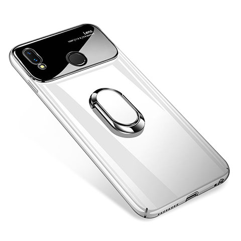 Funda Dura Plastico Rigida Carcasa Espejo 360 Grados con Magnetico Anillo de dedo Soporte para Huawei Nova 3i Blanco