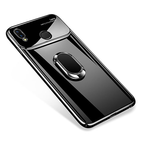 Funda Dura Plastico Rigida Carcasa Espejo 360 Grados con Magnetico Anillo de dedo Soporte para Huawei P Smart+ Plus Negro